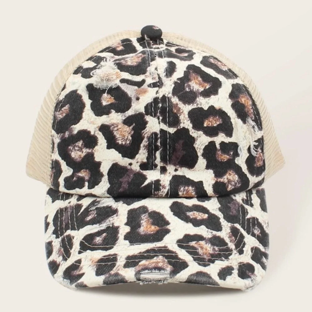 NWOT Leopard Mesh Baseball Cap/Hat Strappy Back
